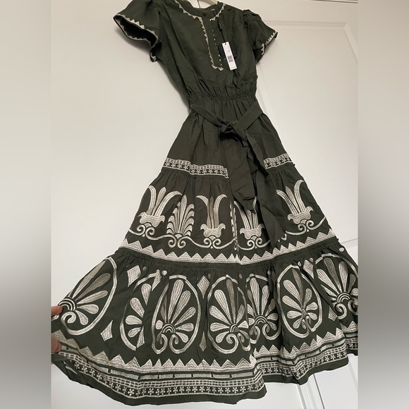 Elie Tahari Maxi Dress Women 6 Boho Embroidered Kalamata Fairy Belted Tiered NWT - Picture 2 of 16